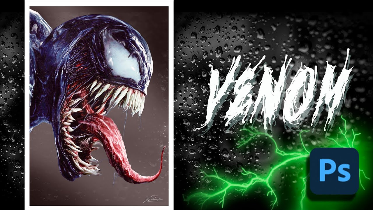 Venom photoshop fine art, dibujar poster.