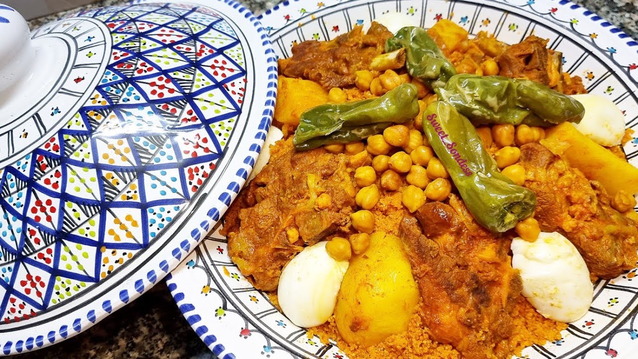 طريقة اعداد كسكسي القمح تونسي بالعلوش / couscous tunisien