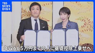 年収の壁178万円に引き上げで合意　自民・国民党首会談　高市総理「好循環実現のため判断」 玉木代表「物価高騰に苦しむ皆さんの助けになる」｜TBS NEWS DIG