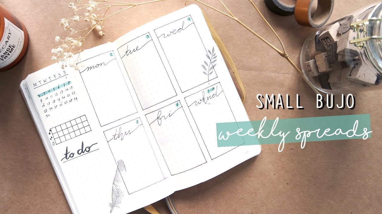 Weekly spreads for a small bullet journal // simple & efficient