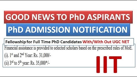 PhD Fellowship (With/With Out UGC NET/GATE) | PhD Admission Notification in IIT | Online Interview