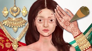 Traditional INDIAN BRIDAL Makeup Animation Collection // HOMELESS woman gets BRIDAL Makeover screenshot 2