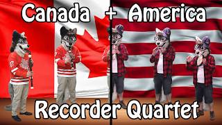 "O Canada" & "The Star Spangled Banner" on Recorder Quartet + Frame Drum