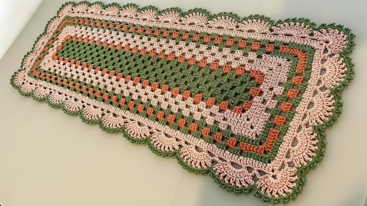 Trilho de mesa retangular de crochê passo a passo