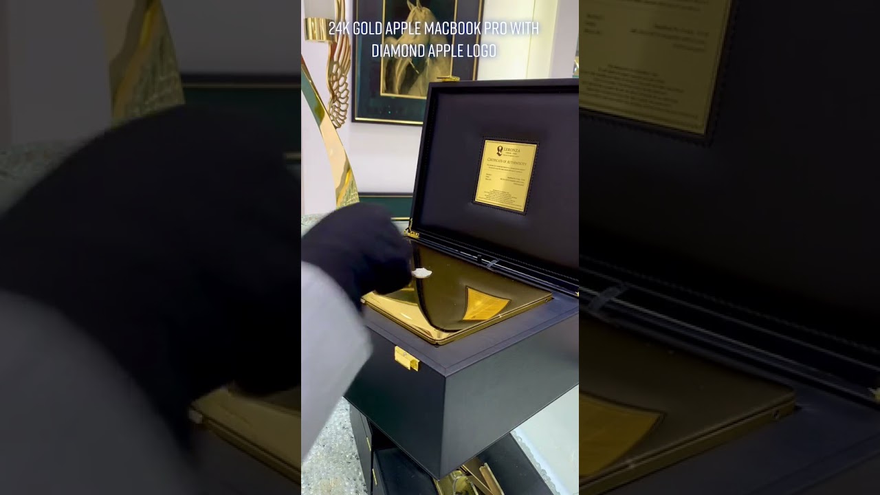 Gold Apple MacBook Pro, luxury laptop. 