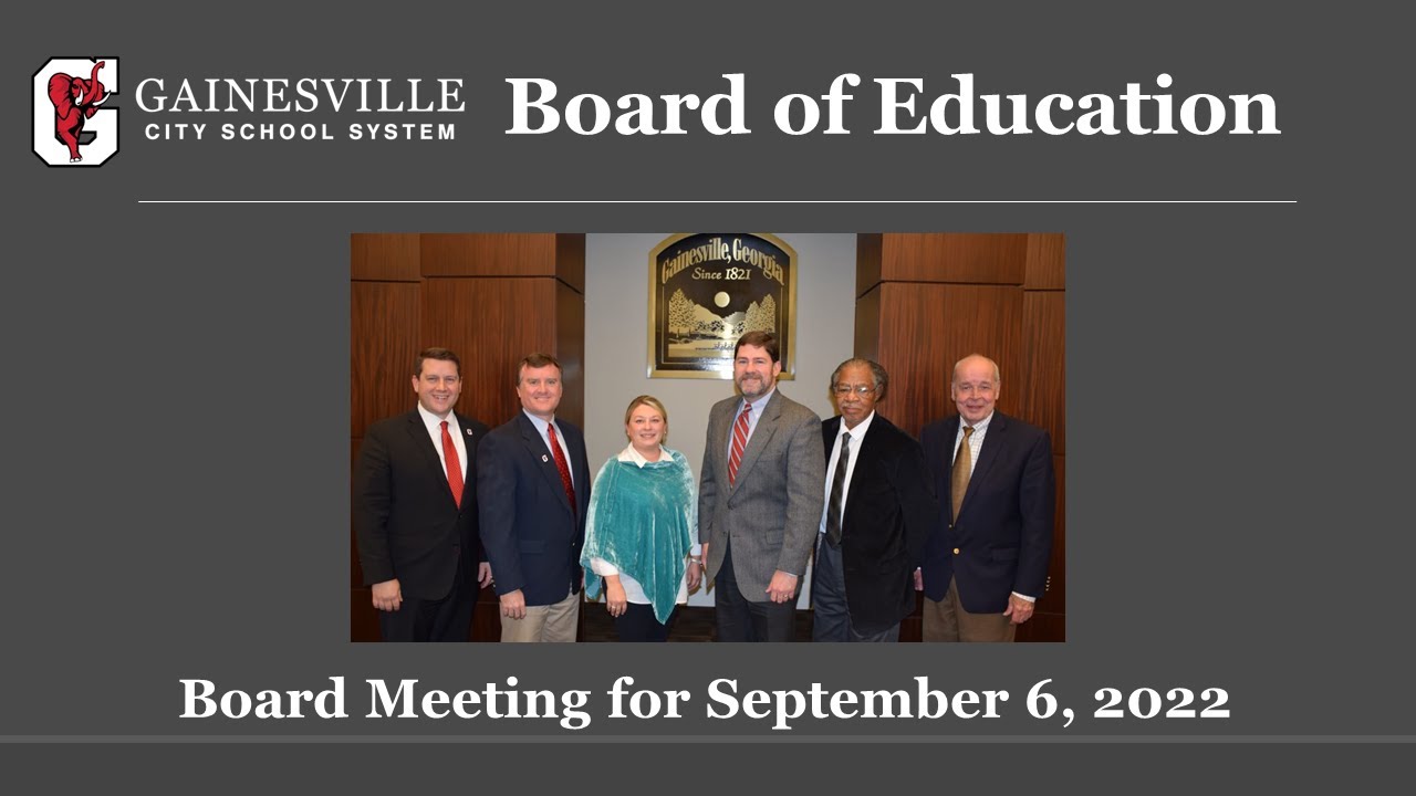 Gainesville City Schools Board of Education Meeting for September 6