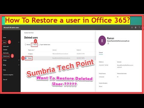 How to restore user in office 365 admin center - YouTube