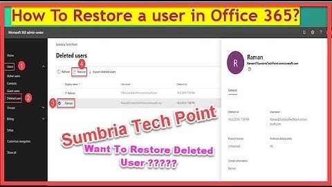 How to restore user in office 365 admin center
