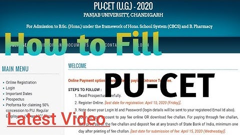 How to fill PU-CET Online in Easy Way ll Latest video 2020