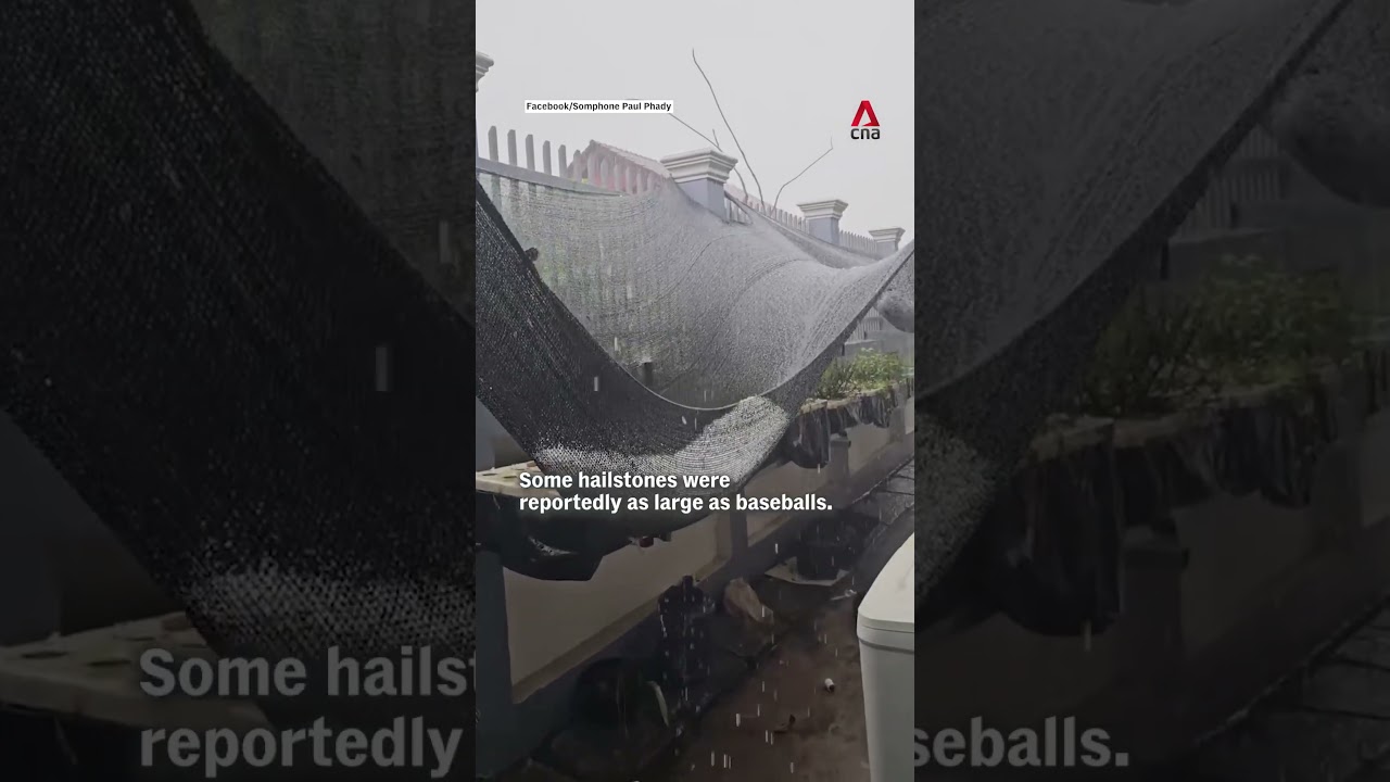 Rare hailstorm batters Laos’ capital