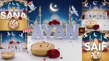 Eid Mubarak Name Art AI Photo Editing|Eid Mubarak AI Photo kaise banaye|Ideogram Ai