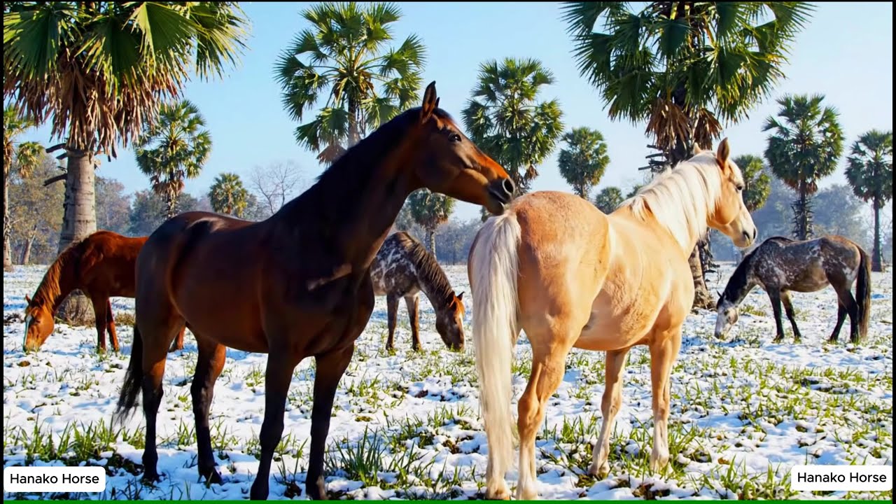 Horse Mating – Cinematic Palm Trees and Snow