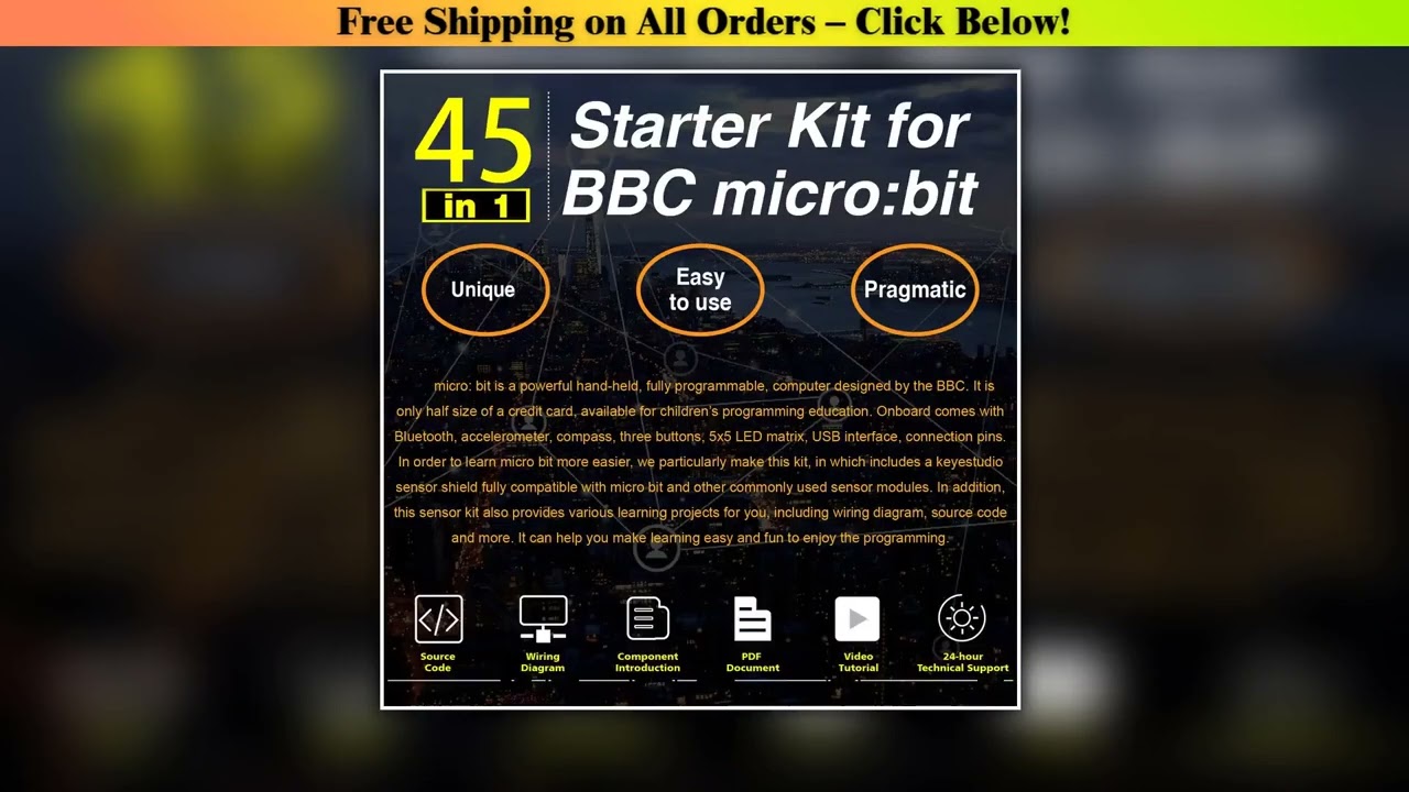 Keyestudio Micro:Bit 45 in1 Sensor Starter Kit With Micro Bit V2.2 Learning Kit For BBC MicroBit