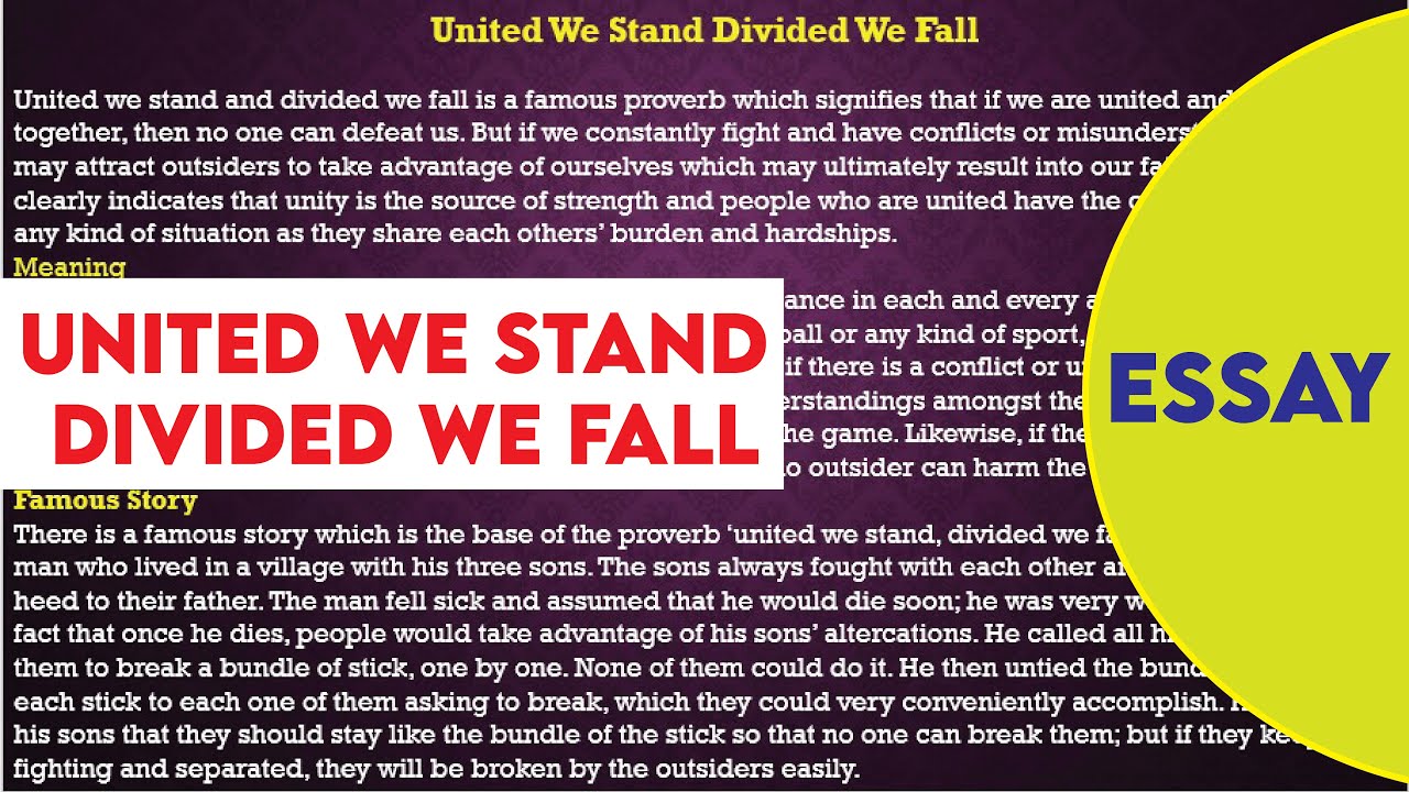 essay united we stand divided we fall
