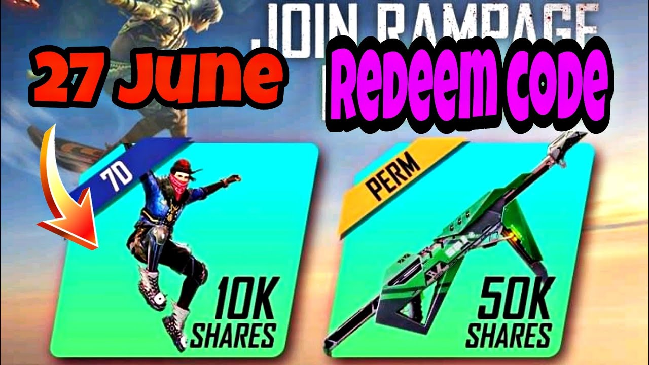 27 June redeem code free fire