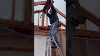 Ridge beam blocking installed; gable ends framed in - building mom’s new garden shed (Ep. 27)