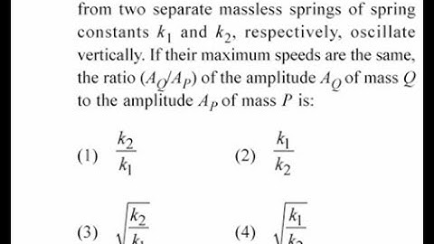 two identical point masses P and Q , suspended from two massless springs constant k1 and, #neet2025