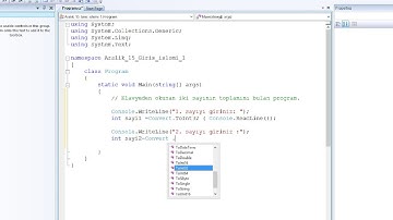 c# Dersler | Giriş İşlemi- 2 sayının toplamı hesaplayan program