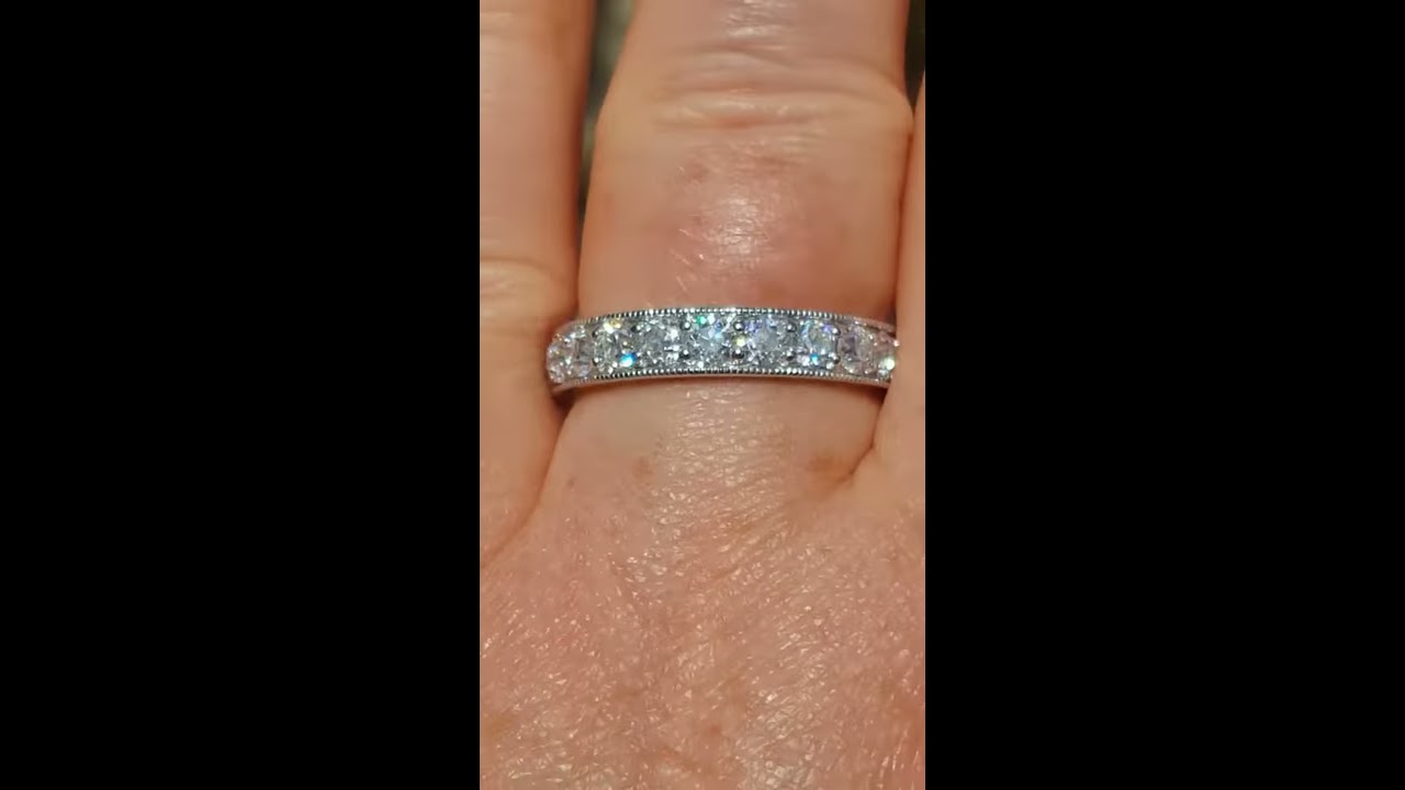 Milgrain Wedding Band With Old European Cut OEC Moissanites
