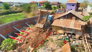 : New project Start ! operator skills Dump Truck Fill the house fence By Bulldozer Push the ground