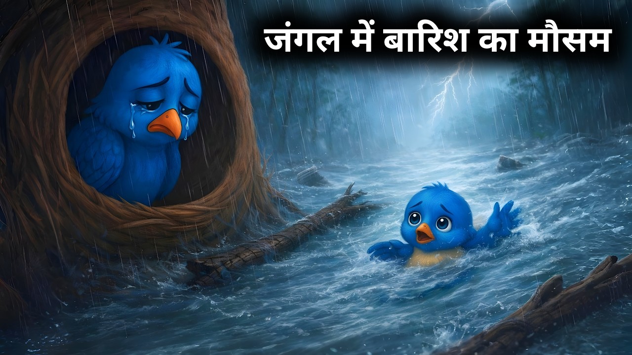 जंगल में बारिश का मौसम और चिड़िया बच्चा | barish ki kahani | hindi stories | chidiya ki kahani