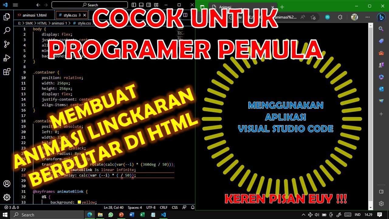 KEREN !!! MEMBUAT ANIMASI LINGKARAN BERPUTAR DI HTML & CSS VISUAL ...