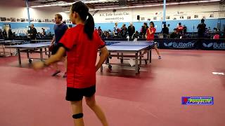 U2500 Singles RR: Angie (2328) vs Greg (2254, San Francisco) at ICC Butterfly Open on 2018-12-9