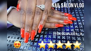 COME TO THE NAIL SALON WITH ME | RED COFFIN NAILS | BELLA NAILS #VLOG