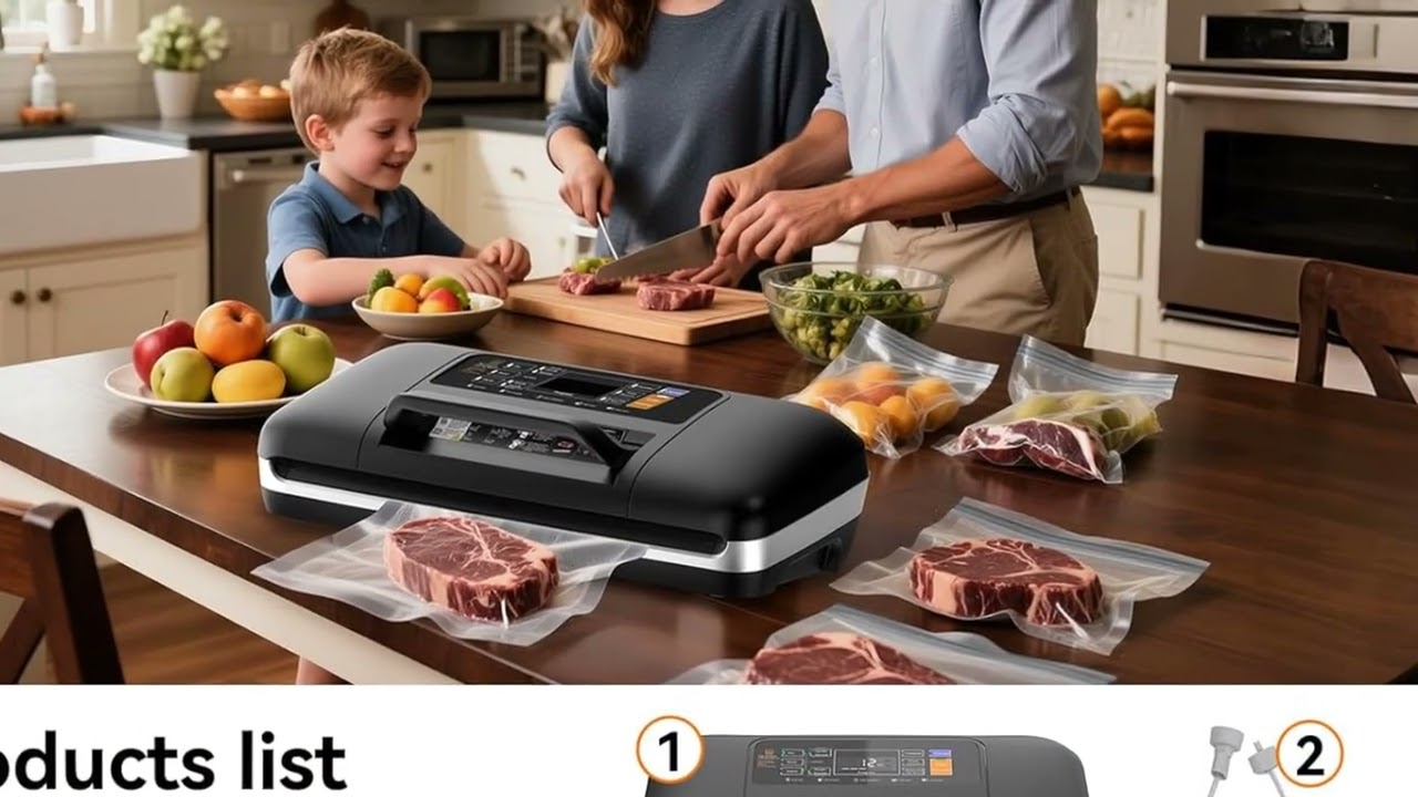 Keep Food Fresh Longer! 95kpa Commercial Vacuum Sealer with Double Seal & Cutter ✂️