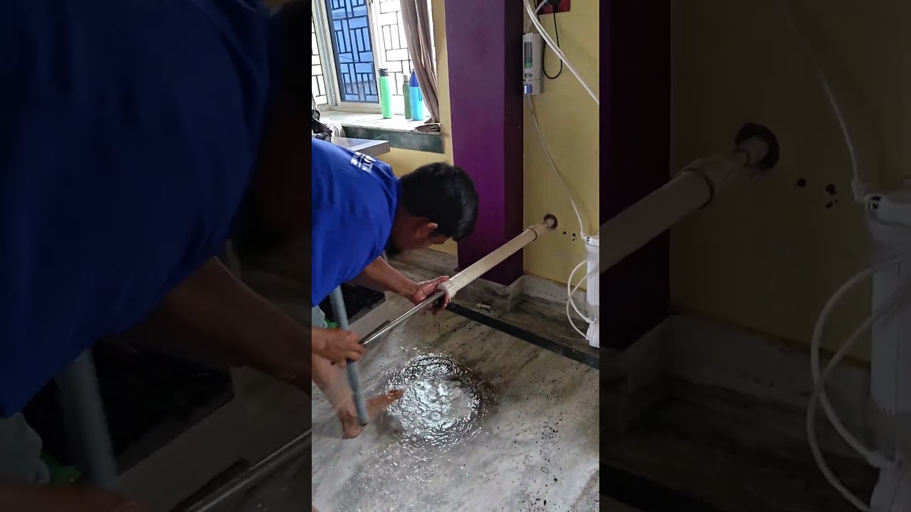 pipe cleaning plumber working 