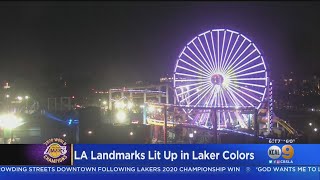 LA Landmarks Lit Up In Laker Colors After Title Win