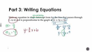 Algebra 1- Section 4.4: Parallel & Perpendicular Lines