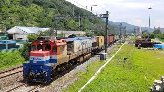 부산신항발 약목행 컨테이너 화물열차 #3062+DEL 7376호 견인