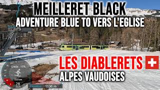 [4K] Skiing Les Diablerets, Adventure Blue to Vers l'Eglise via Meilleret, Switzerland, GoPro HERO13