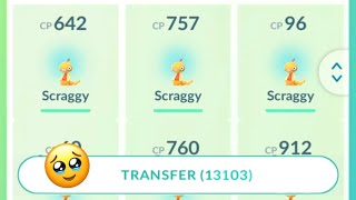 Transferring 100+ Scraggy for XL candies but... Pokemon go