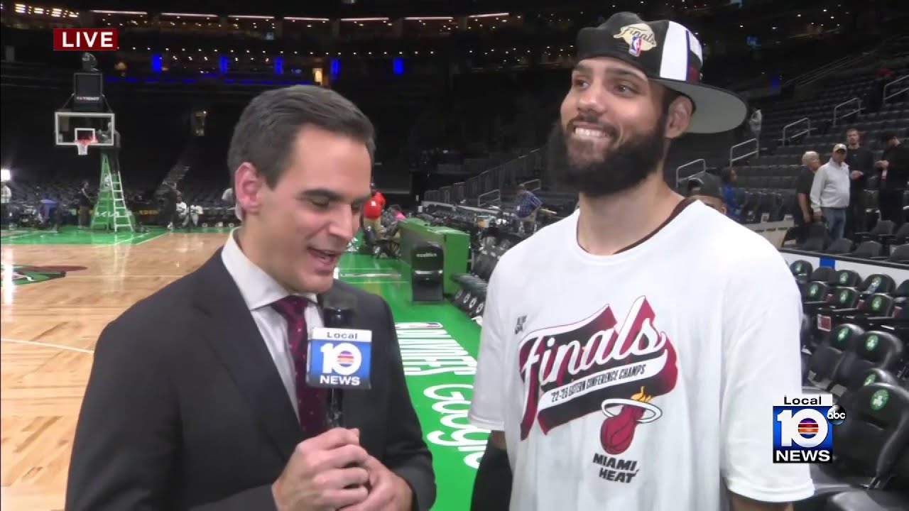 Heat forward Caleb Martin speaks to Local 10's Will Manso after Miami's Game 7 win in Boston