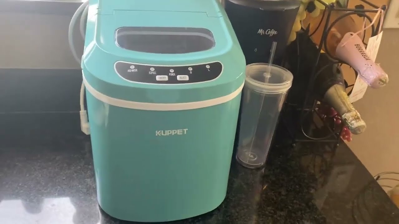 KUPPET Portable Ice Maker Countertop Ice Cube Maker Machine Review, Ice Machine Set to Both Large