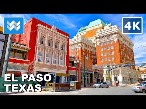 [4K] Downtown El Paso, Texas (U.S.-Mexico Border City) Walking Tour & Travel Guide 🎧 Binaural City