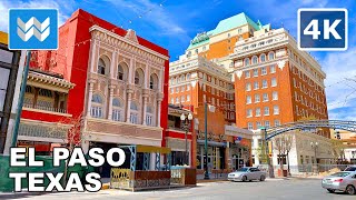 [4K] Downtown El Paso, Texas (U.S.Mexico Border City) Walking Tour & Travel Guide  Binaural City