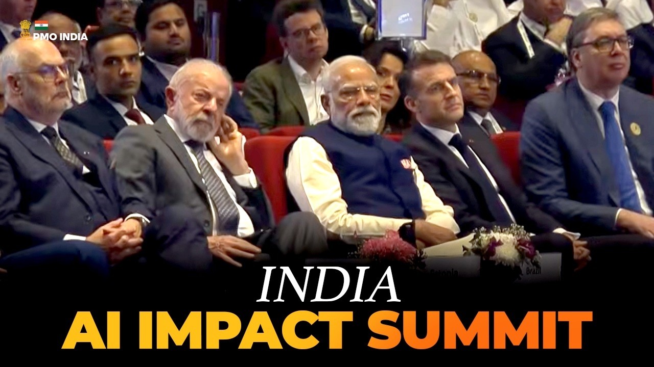 PM Modi attends the India AI Impact Summit at Bharat Mandapam