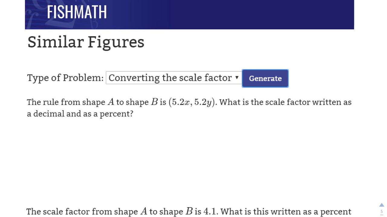 Similar Figures - Converting the Scale Factor - FishMath.com - YouTube