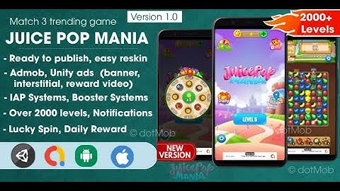 Juice Pop Mania - Unity Match 3 Complete Project (2000 levels)