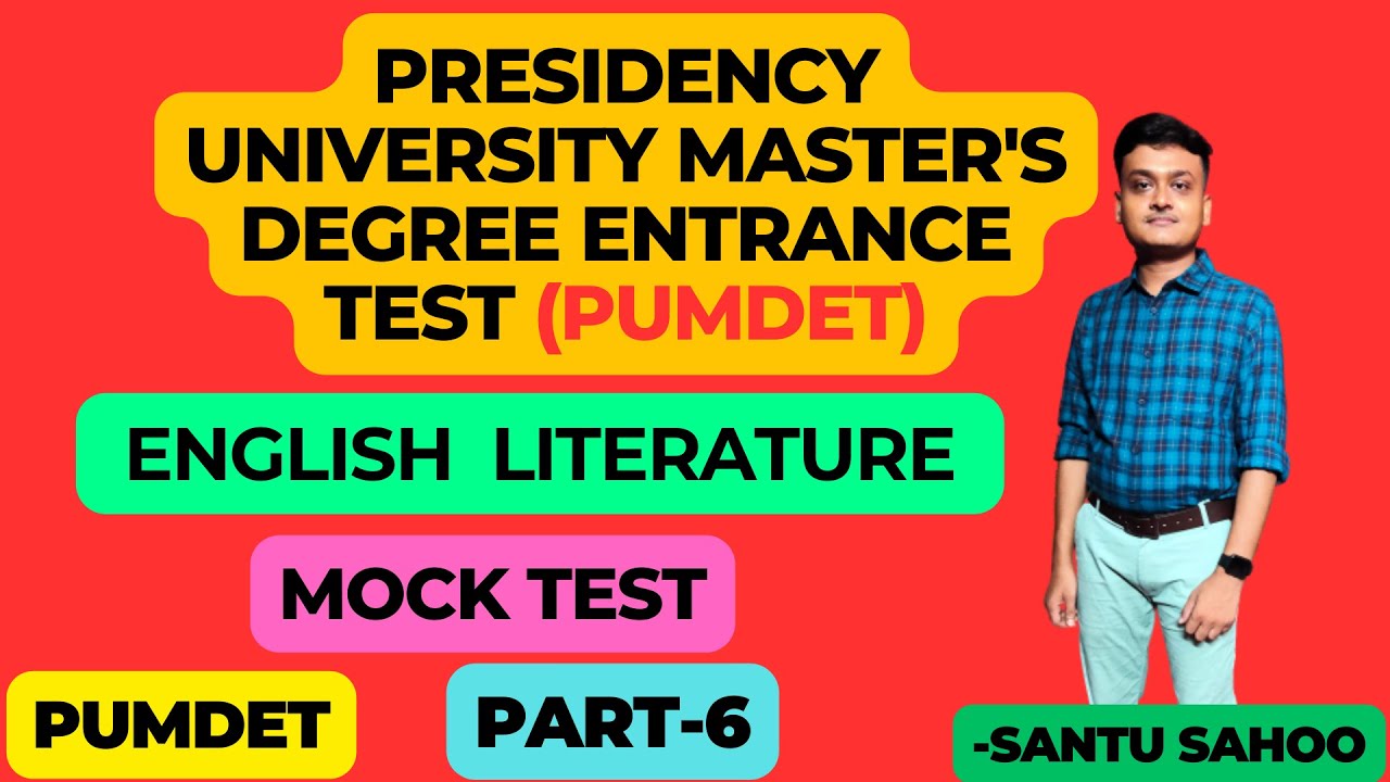 PUMDET English Literature Mock Test II Presidency University Master Degree Entrance Test (PUMDET)