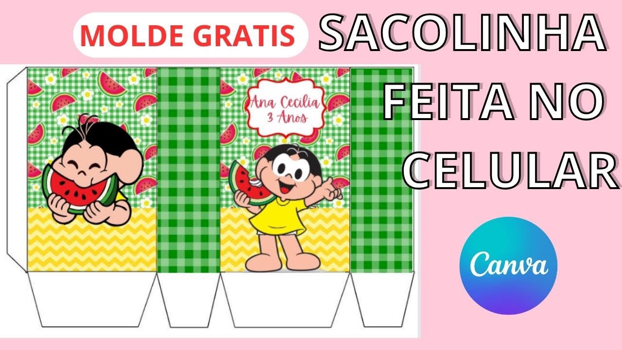 COMO FAZER SACOLINHA PERSONALIZADA PELO CELULAR | Arquivo Grátis