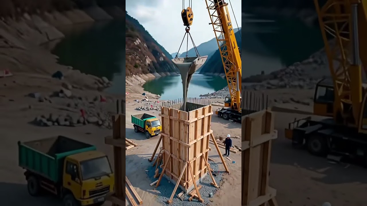 🚧 From the ground level to the flood discharge, the entire construction of the valley dam. 