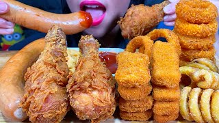 ASMR FRIED CHICKEN, CHICKEN NUGGETS, ONION RINGS, SAUSAGE, CURLY FRIES MASSIVE Eating Sounds