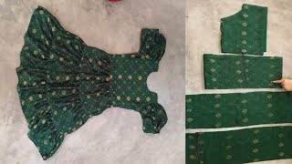 Three Layer Frock Cutting And Stitching//old saree reuse//पुरानी साड़ी से बनाएं फ्रॉक