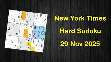 New York Times Hard Sudoku 29 Nov 2025 - Solve with Phidoku