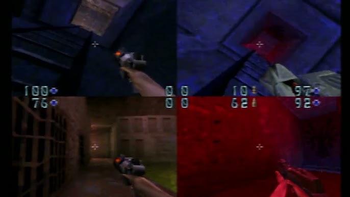 A closer look at Quake II's eight-way local multiplayer split screen mode