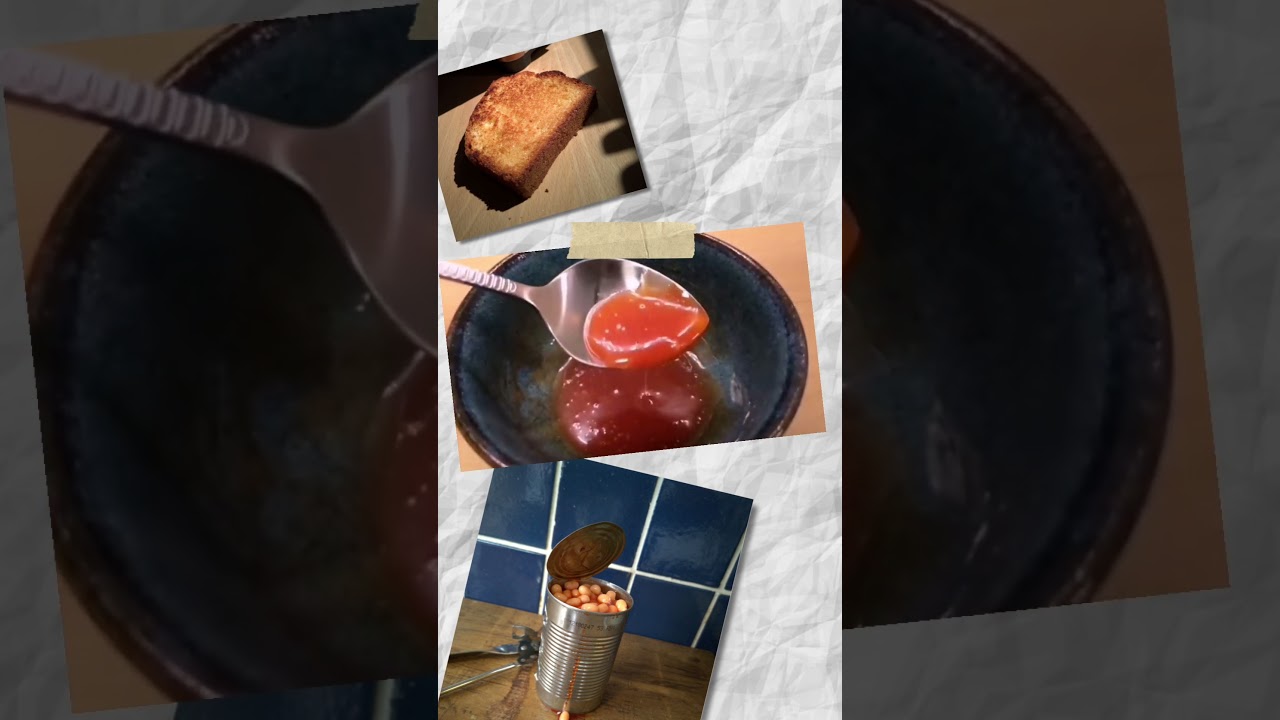 such an easy food illusion; cake marzipan and an orange syrup to give you my beans on toast cake